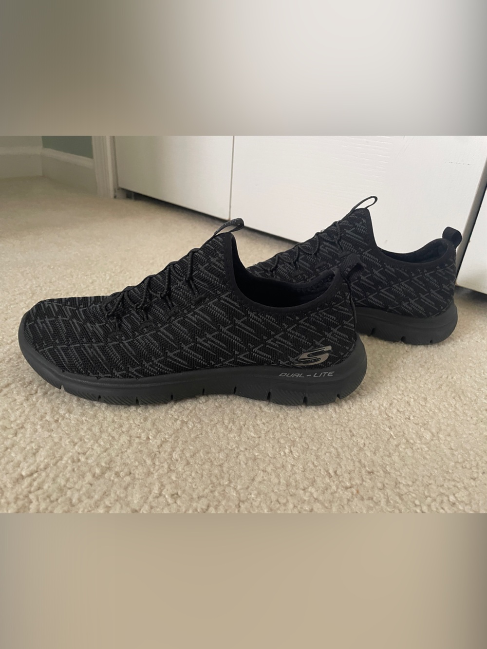 Skechers Black Knit Dual-Lite Slip-On Sneakers - Picture 2 of 7